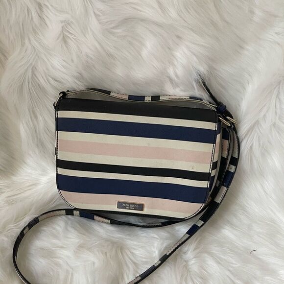 Kate Spade New York tricolor stripes Beige light pink & Navy blue cross body bag - Picture 5 of 14